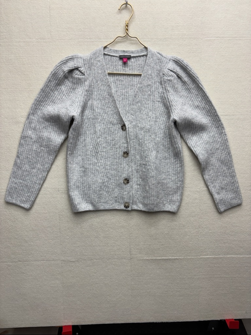 Vince Camuto | large Women’s Gray Puff-Sleeve Button Cardigan
